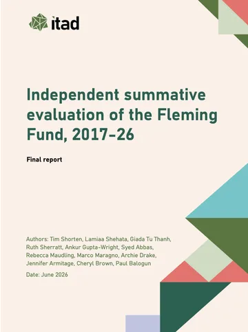 Cover of the independent summative evaluation of the Fleming Fund, 2017-26